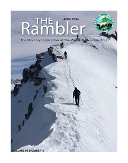 APRIL 2016 Ramblerthe the Monthly Publication of the Wasatch Mountain Club