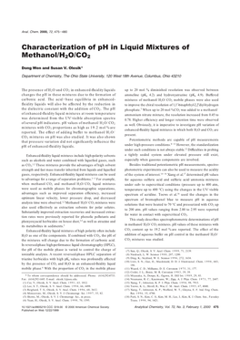 Characterization of Ph in Liquid Mixtures of Methanol/H2O/CO2