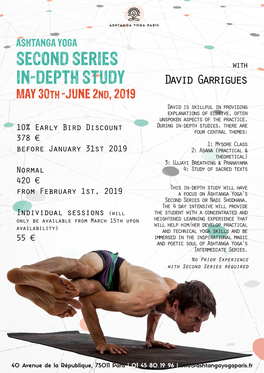 SECOND SERIES IN-DEPTH STUDY with MAY 30TH -JUNE 2ND, 2019 David Garrigues