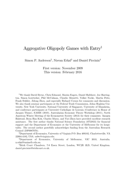 Aggregative Oligopoly Games with Entry1