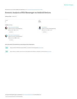 Forensic Analysis of Kik Messenger on Android Devices