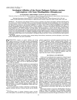 Serological Affinities of the Oyster Pathogen Perkinsus Marinus (Apicomplexa) with Some Dinoflagellates (Dinophyceae)