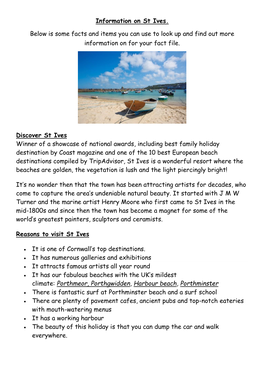 Information on St Ives. Below Is Some Facts and Items You Can Use to Look