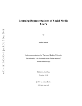 Learning Representations of Social Media Users Arxiv:1812.00436V1