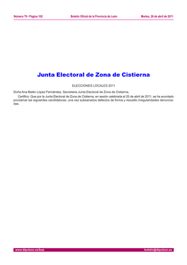 Junta Electoral De Zona De Cistierna