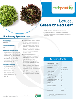 Lettuce, Green Or Red Leaf