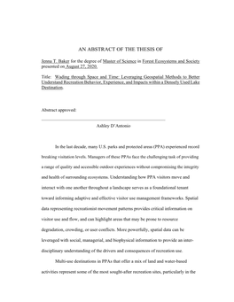 Wading Through Space and Time: Leveraging Geospatial Methods to Better Understand Recreation Behavior, Experience, and Impacts Within a Densely Used Lake Destination