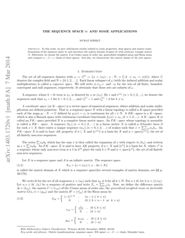 Arxiv:1403.1720V1 [Math.FA] 7 Mar 2014 (1.2) Matrix ( = ∆ Let Scle H Arxdmi of Domain 49-176)