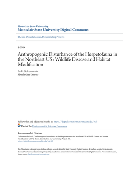 Wildlife Disease and Habitat Modification Paola Dolcemascolo Montclair State University