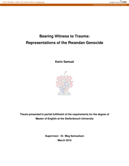 Representations of the Rwandan Genocide