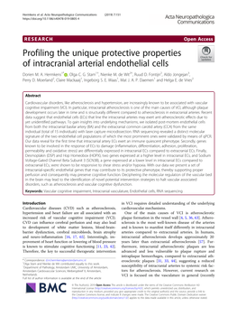 Profiling the Unique Protective Properties of Intracranial Arterial Endothelial Cells Dorien M