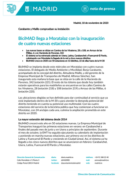 Bicimad Llega a Moratalaz Con La Inauguración De Cuatro Nuevas Estaciones