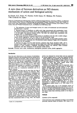 A New Class of Furoxan Derivatives As NO Donors: Mechanism of Action and Biological Activity