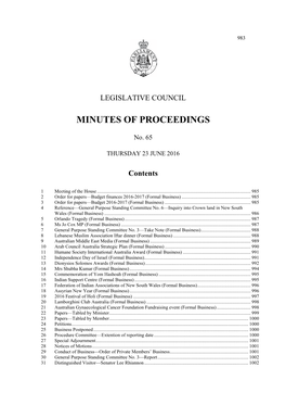 Minutes of Proceedings