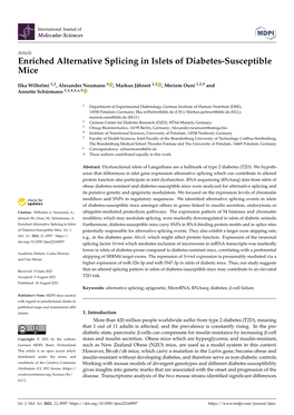 Enriched Alternative Splicing in Islets of Diabetes-Susceptible Mice