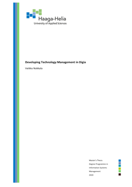 Developing Technology Management in Digia