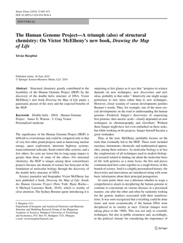 The Human Genome Project—A Triumph (Also) of Structural Chemistry: on Victor Mcelheny’S New Book, Drawing the Map of Life