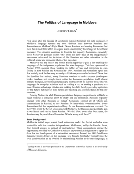 The Politics of Language in Moldova