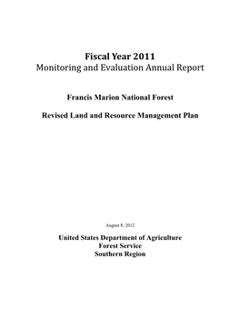 FY 11 Monitoring Report-Francis Marion National Forest