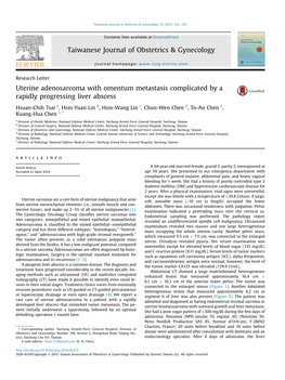 Uterine Adenosarcoma with Omentum Metastasis Complicated by a Rapidly Progressing Liver Abscess