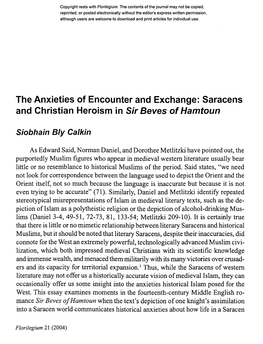 Saracens and Christian Heroism in Sirbeves of Hamtoun