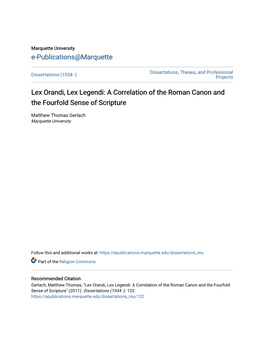 A Correlation of the Roman Canon and the Fourfold Sense of Scripture