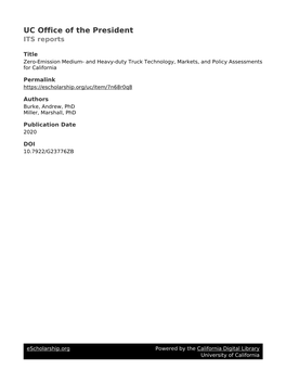 Zero-Emission Medium- and Heavy-Duty Truck Technology, Markets, and Policy Assessments for California