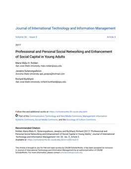 Professional and Personal Social Networking and Enhancement of Social Capital in Young Adults