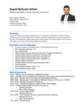 Curriculum Vitae (Example Format)