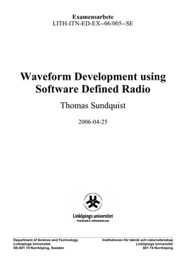 Waveform Development Using Software Defined Radio