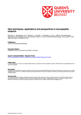 New Techniques, Applications and Perspectives in Neuropeptide Research