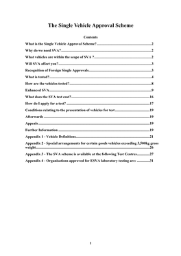 The Single Vehicle Approval Scheme