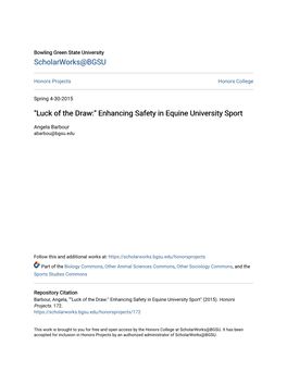 "Luck of the Draw:" Enhancing Safety in Equine University Sport