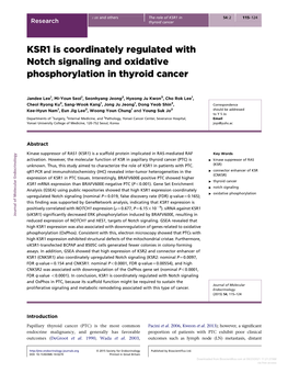 KSR1 Is Coordinately Regulated with Notch Signaling and Oxidative Phosphorylation in Thyroid Cancer
