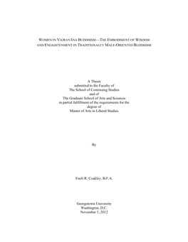 A Thesis Submitted to the Faculty of the School of Continuing Studies and of the Graduate School of Arts and Sciences in Partial