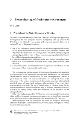 3 Biomonitoring of Freshwater Environment