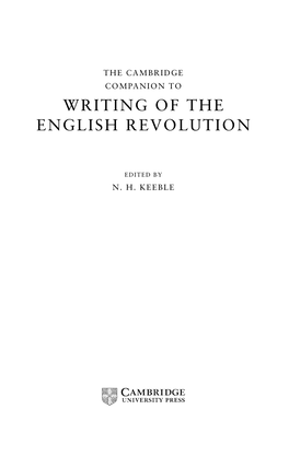 Writing of the English Revolution