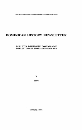 Dominican History Newsletter 5 (1996)
