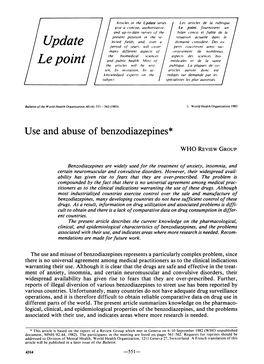 Use and Abuse of Benzodiazepines*