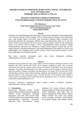 Membayangkan Indonesia Dari Novel-Novel Antaretnis Dan Antaragama Periode 1920-An Hingga 1970-An