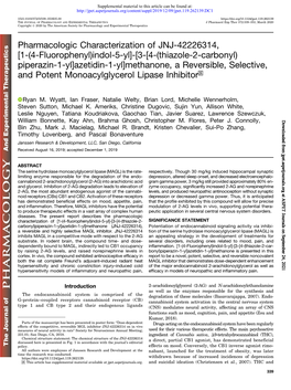 Pharmacologic Characterization of JNJ-42226314, [1-(4-Fluorophenyl