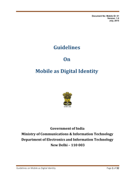 Guidelines on Mobile As Digital Identity Page 1 of 32