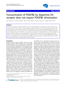 Transactivation of Pdgfrb by Dopamine D4 Receptor Does Not
