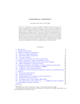 CATEGORICAL COMPLEXITY Contents 1. Introduction 2 2