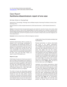 Case Report Xanthoma Disseminatum: Report of One Case