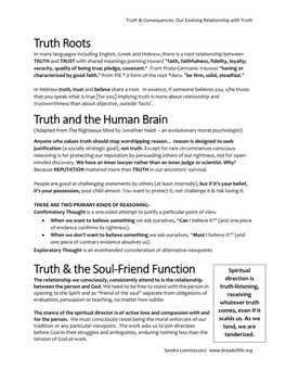 Truth Roots Truth and the Human Brain Truth & the Soul-Friend