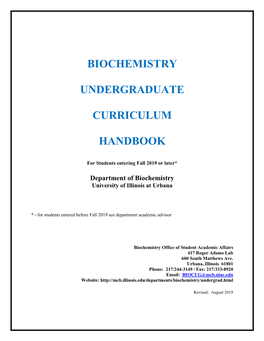 Revisions to the Biochemistry Curriculum