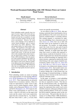 Word and Document Embedding with Vmf-Mixture Priors on Context Word Vectors