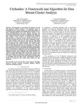 A Framework and Algorithm for Data Stream Cluster Analysis
