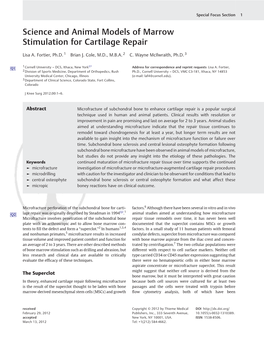 Science and Animal Models of Marrow Stimulation for Cartilage Repair